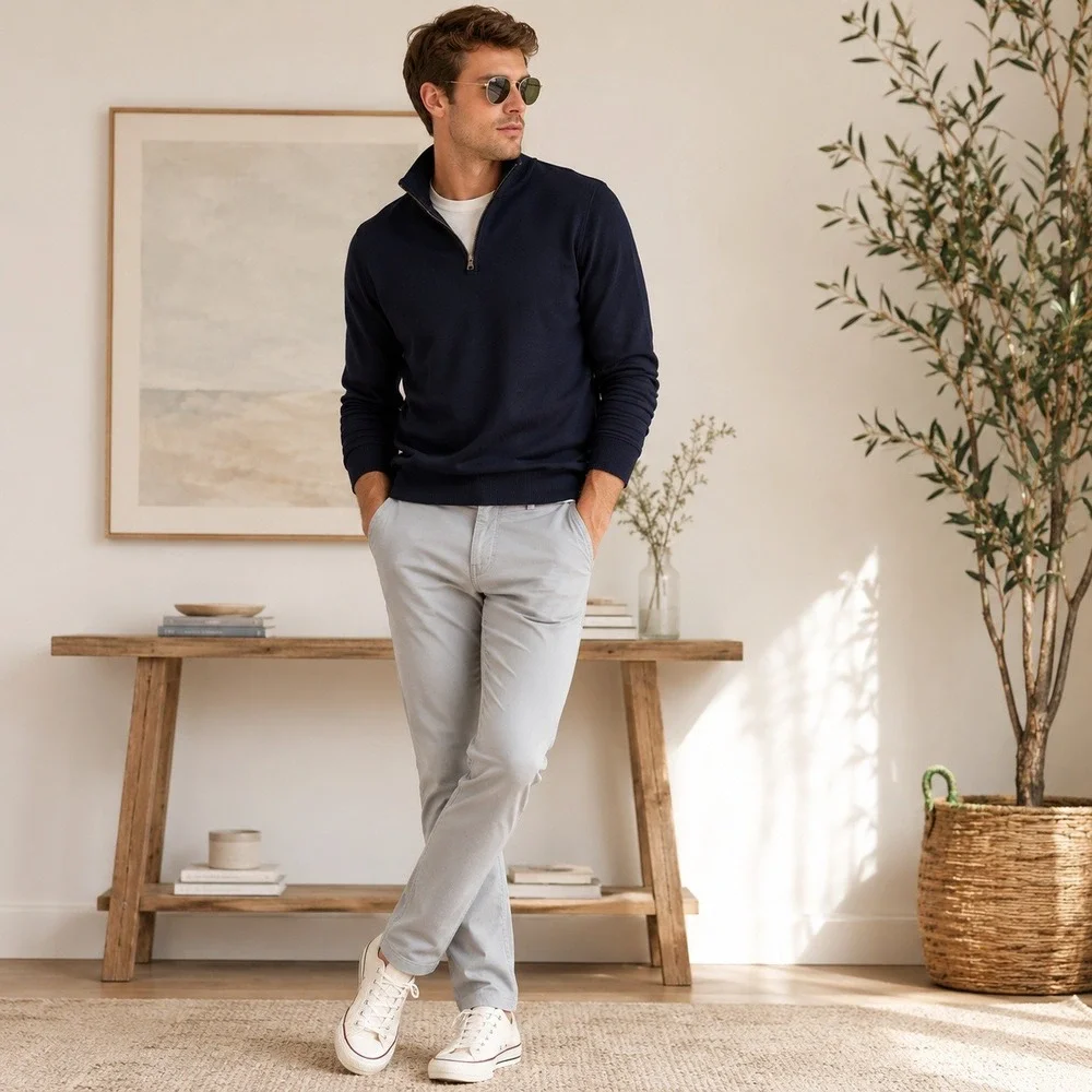 Slate & Stone Mens Chino Pants 33x27 Slim Straight Grey Stretch‎ Euro Casual